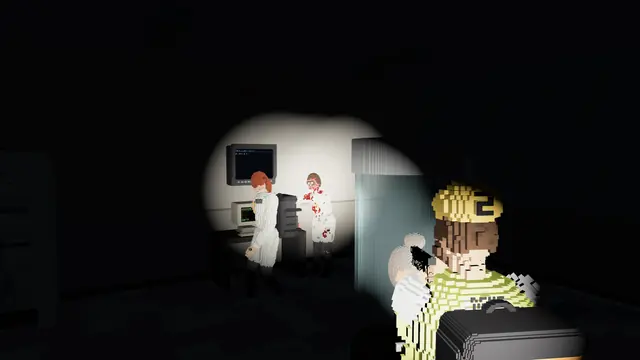 Torchlight in a facility vault, and something waiting in the dark.